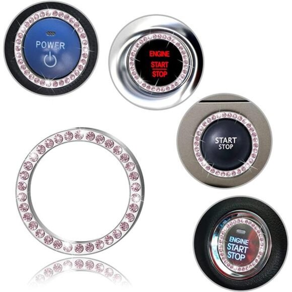5 PCS Crystal Diamond Bling Steering Wheel Cover Car Coaster Rhinestone Sticker - Picture 4 of 7